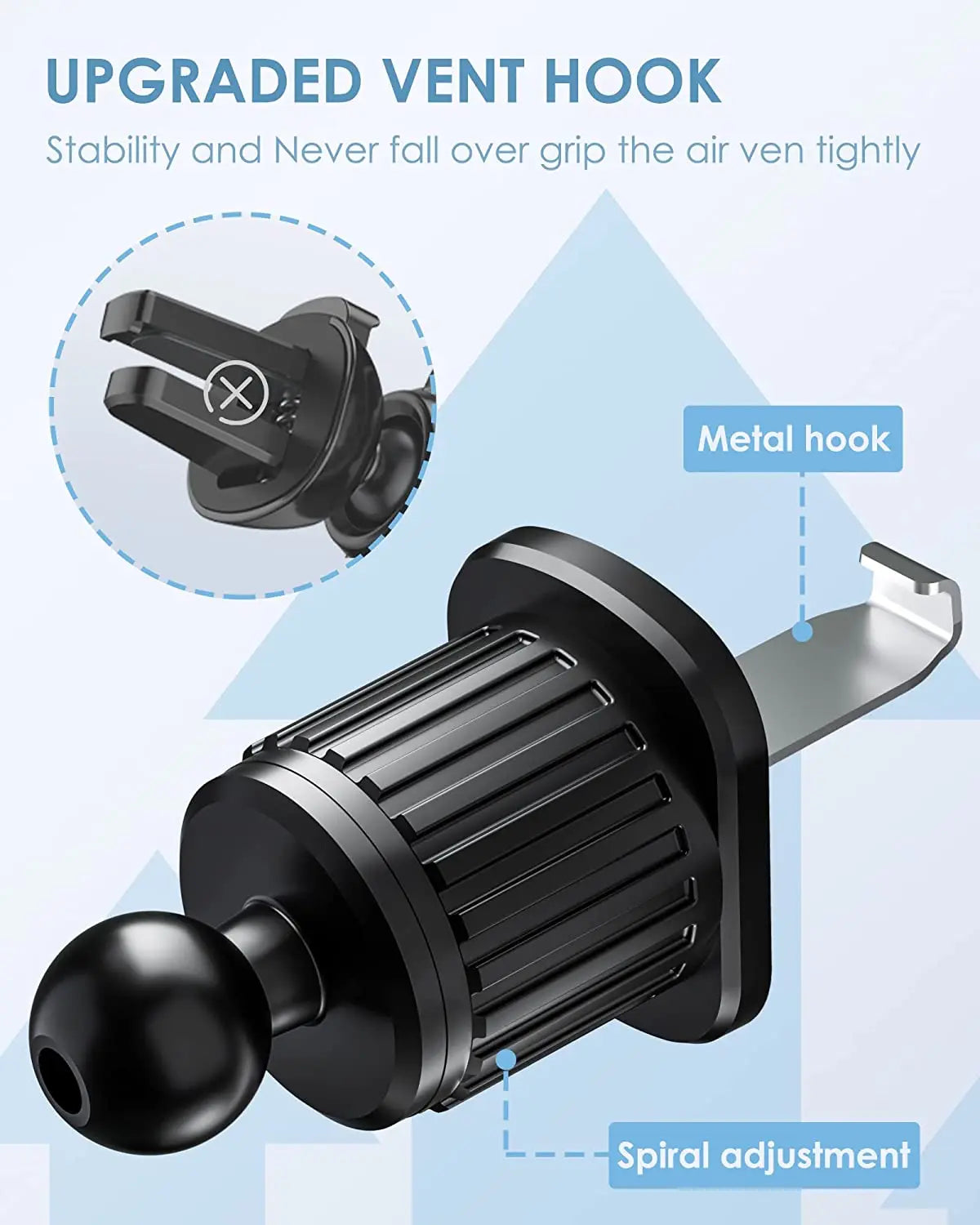 2024 New Gravity Car Phone Holder Air Vent Hook Phone Mount 360-Degree Rotation Smart Phone Holder for Car One-Hand Placement Casever