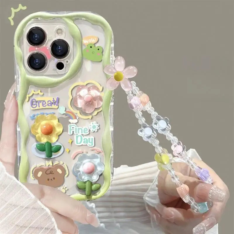 3D Flower Chain Case for Samsung Galaxy A15 A25 A04 A05 A05S A04E A13 A33 A30 A31 A50 A22 A51 A71 A72 A73 A02 A03 A02S A11 M54 Casever