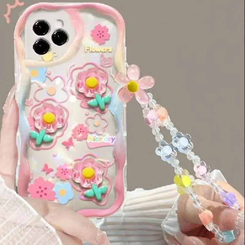 3D Flower Chain Case for Samsung Galaxy A15 A25 A04 A05 A05S A04E A13 A33 A30 A31 A50 A22 A51 A71 A72 A73 A02 A03 A02S A11 M54 Casever