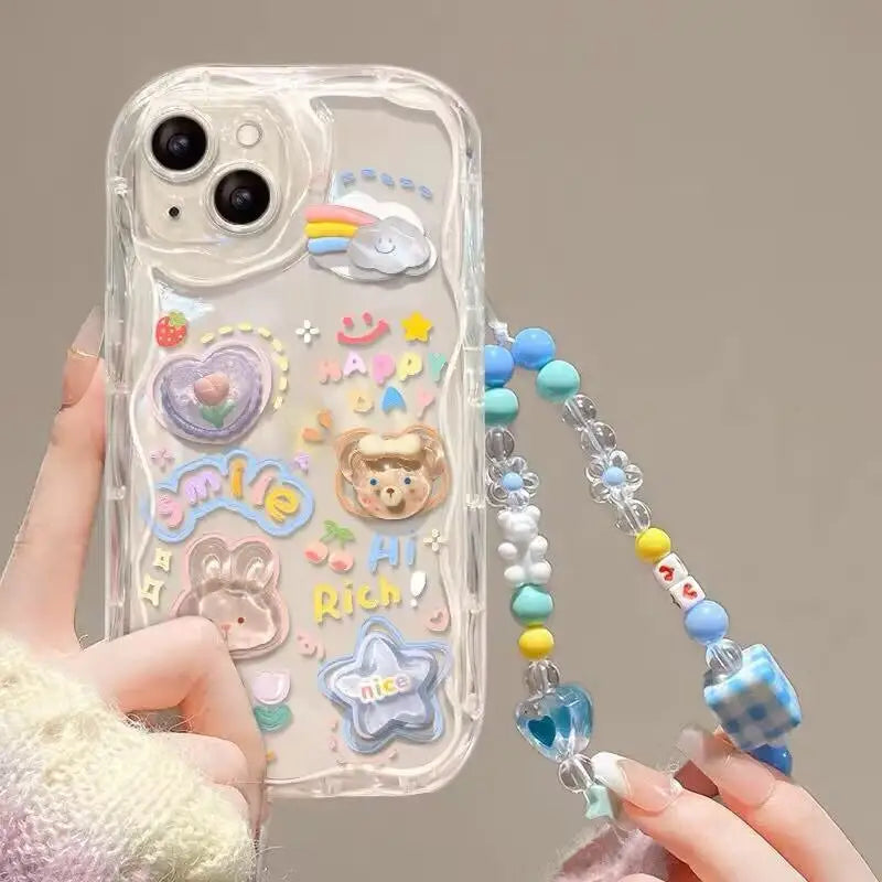 3D Flower Chain Case for Samsung Galaxy A15 A25 A04 A05 A05S A04E A13 A33 A30 A31 A50 A22 A51 A71 A72 A73 A02 A03 A02S A11 M54 Casever