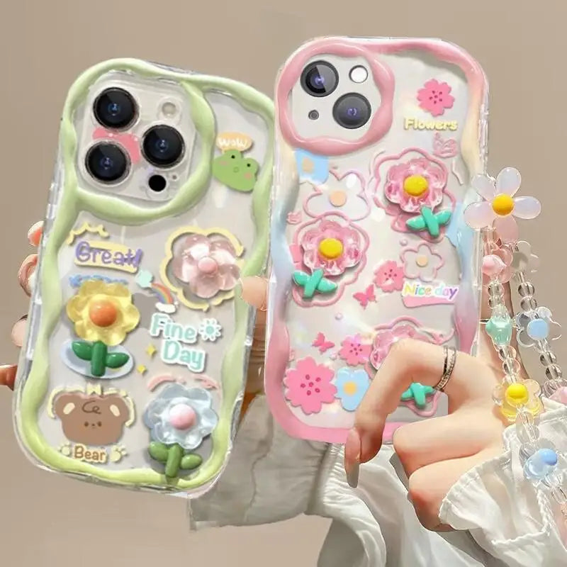 3D Flower Chain Case for Samsung Galaxy A15 A25 A04 A05 A05S A04E A13 A33 A30 A31 A50 A22 A51 A71 A72 A73 A02 A03 A02S A11 M54 Casever