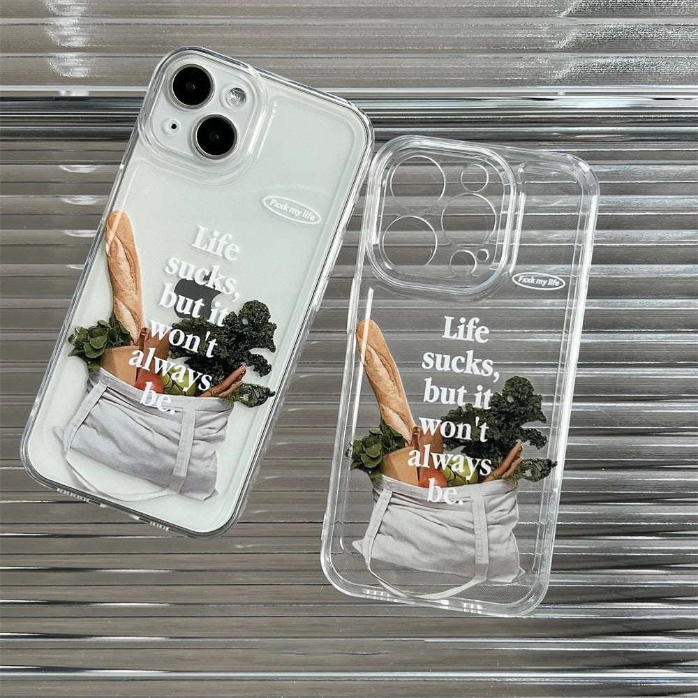 Aesthetic Simple Baguette Transparent Case For iPhone 14 13 12 11 Pro Max X XR 7 8 Plus SE 3 Lovely Clear Shockproof Soft Cover Casever