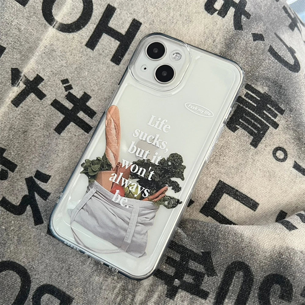 Aesthetic Simple Baguette Transparent Case For iPhone 14 13 12 11 Pro Max X XR 7 8 Plus SE 3 Lovely Clear Shockproof Soft Cover Casever