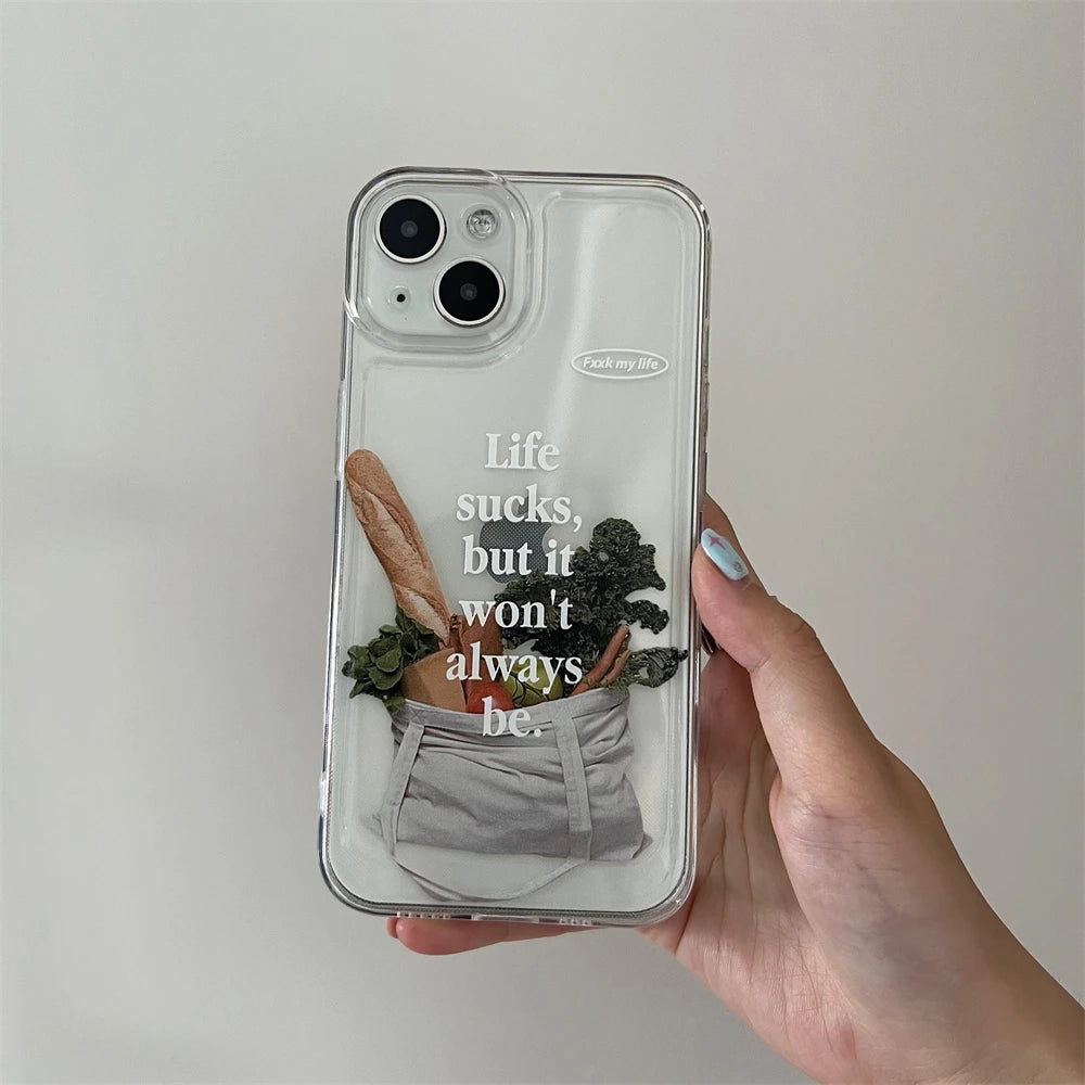 Aesthetic Simple Baguette Transparent Case For iPhone 14 13 12 11 Pro Max X XR 7 8 Plus SE 3 Lovely Clear Shockproof Soft Cover Casever