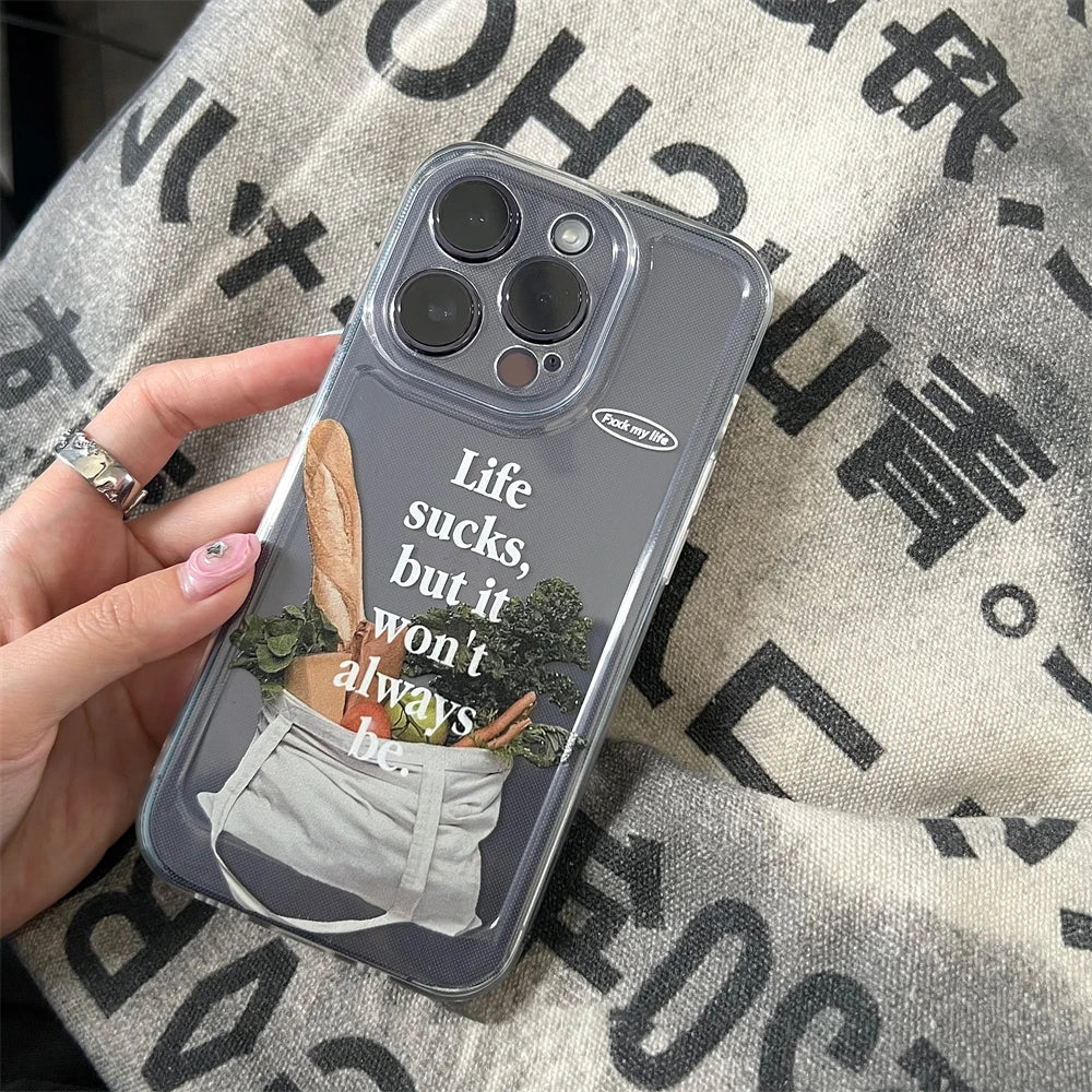 Aesthetic Simple Baguette Transparent Case For iPhone 14 13 12 11 Pro Max X XR 7 8 Plus SE 3 Lovely Clear Shockproof Soft Cover Casever