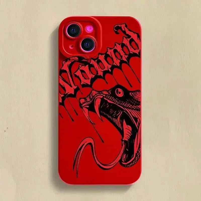 Black Snake Graphic Phone Case For iPhone 11 12 13 14 15 Pro Max X XS Max XR 8 7 Plus SE2020 Mini Shockproof Soft Silicone Cover Casever
