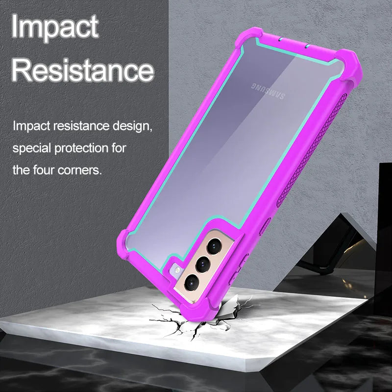 Case For Samsung Galaxy S20 FE S21 S22 S23 Plus Ultra Luxury Shockproof TPU Bumper Clear Cover Support Wireless Charge Casever