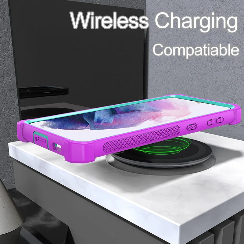 Case For Samsung Galaxy S20 FE S21 S22 S23 Plus Ultra Luxury Shockproof TPU Bumper Clear Cover Support Wireless Charge Casever