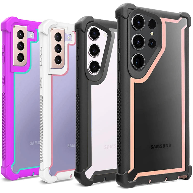 Case For Samsung Galaxy S20 FE S21 S22 S23 Plus Ultra Luxury Shockproof TPU Bumper Clear Cover Support Wireless Charge Casever
