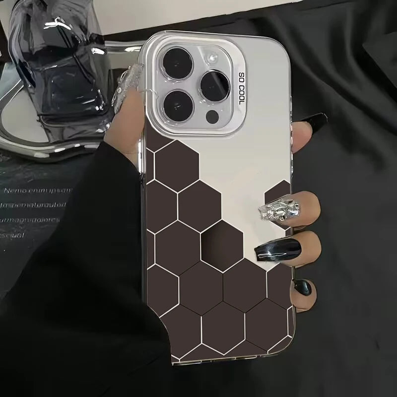 Case For Xiaomi Redmi Note 13 12 11 10 Pro Plus 12S 11S Redmi 13 12 13C Fashion Honeycomb Electroplate Shockproof Phone Cover Casever