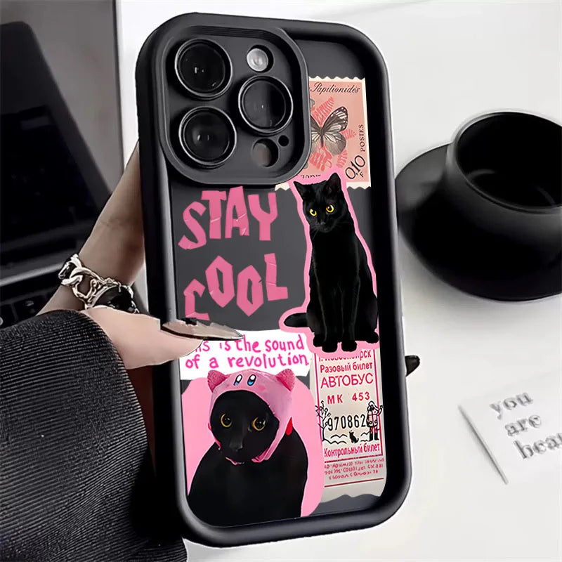 Cool Black Cat Soft Silicone Phone Case for Xiaomi POCO X6 X5 F5 M6 Pro X3 NFC Mi 13T 12T 14 13 12 11 Lite 5G NE Soft Cover Casever
