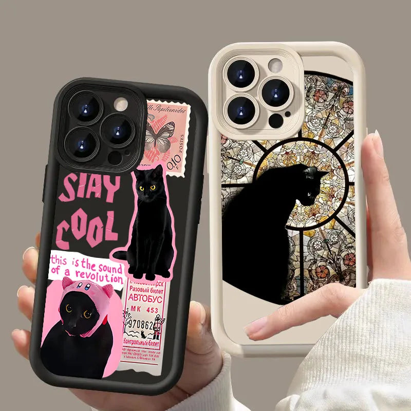 Cool Black Cat Soft Silicone Phone Case for Xiaomi POCO X6 X5 F5 M6 Pro X3 NFC Mi 13T 12T 14 13 12 11 Lite 5G NE Soft Cover Casever