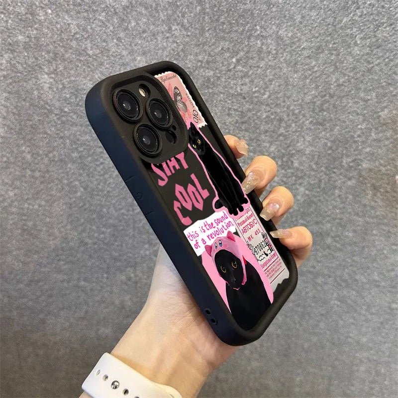 Cool Black Cat Soft Silicone Phone Case for Xiaomi POCO X6 X5 F5 M6 Pro X3 NFC Mi 13T 12T 14 13 12 11 Lite 5G NE Soft Cover Casever