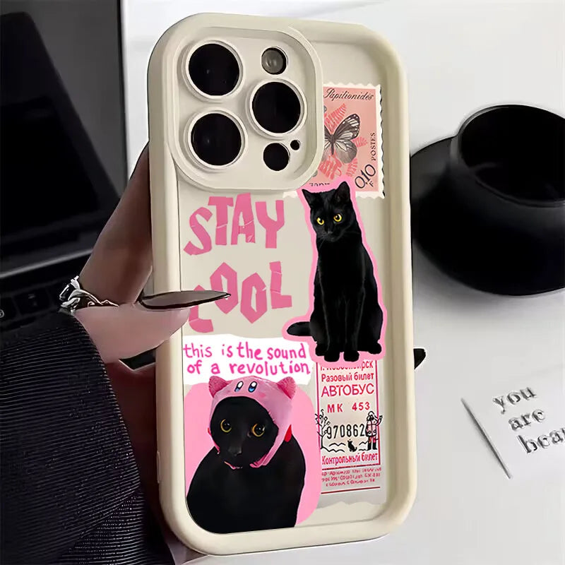 Cool Black Cat Soft Silicone Phone Case for Xiaomi POCO X6 X5 F5 M6 Pro X3 NFC Mi 13T 12T 14 13 12 11 Lite 5G NE Soft Cover Casever