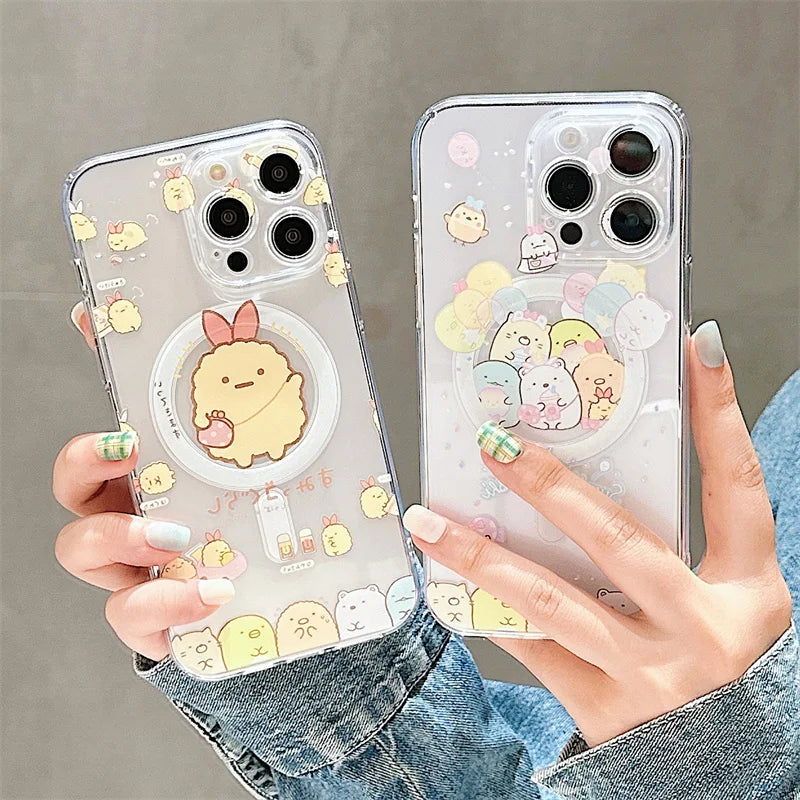 Cute Cartoon Sumikko Gurashi Magsafe Phone Case For iPhone 16 15 14 13 12 11 Pro Max Wireless Charge Soft Silicone Back Cover Casever