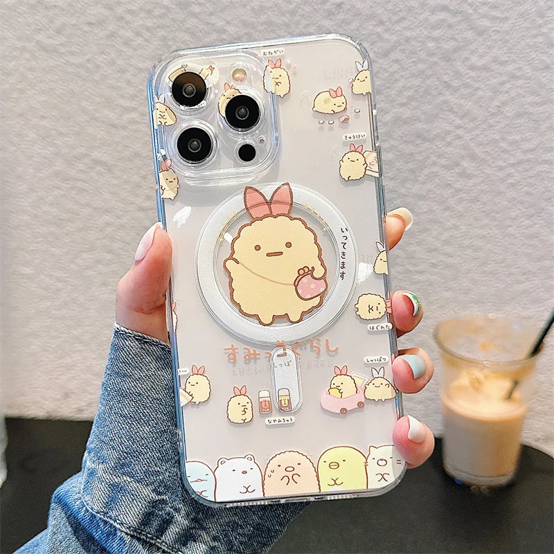 Cute Cartoon Sumikko Gurashi Magsafe Phone Case For iPhone 16 15 14 13 12 11 Pro Max Wireless Charge Soft Silicone Back Cover Casever