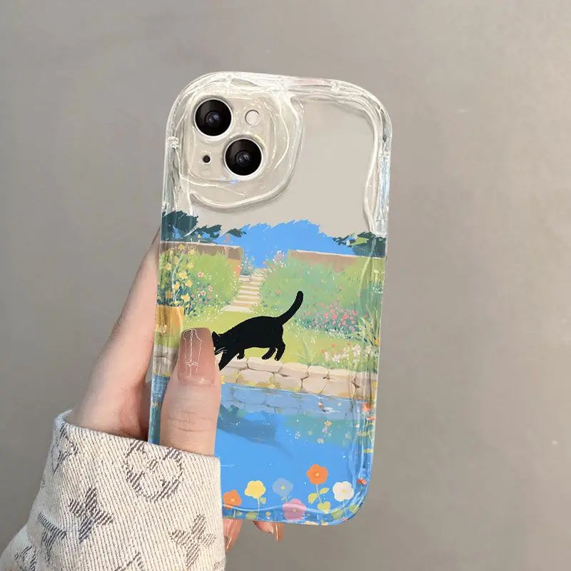 Fishing Black Cat Phone Case For Xiaomi Mi 14 13T 12T 11 Lite 5G NE 11i 12 13 10T 10i POCO X3 Pro NFC X4 GT X6 X5 F3 F4 Cover Casever