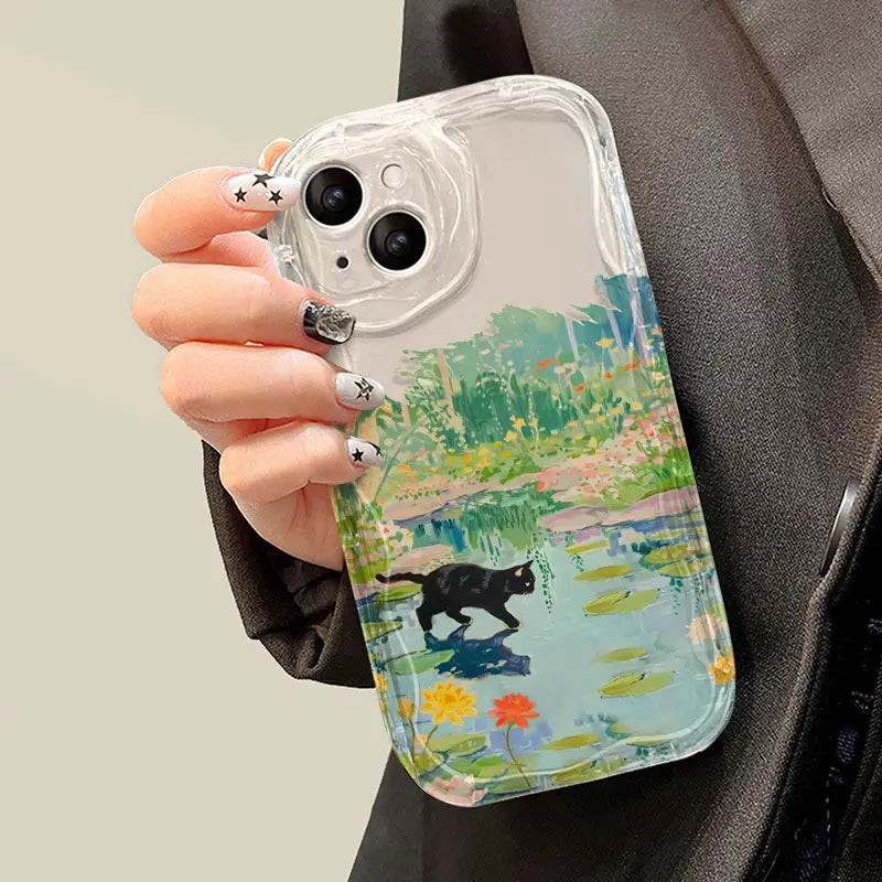 Fishing Black Cat Phone Case For Xiaomi Mi 14 13T 12T 11 Lite 5G NE 11i 12 13 10T 10i POCO X3 Pro NFC X4 GT X6 X5 F3 F4 Cover Casever