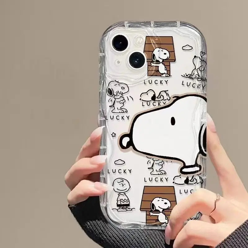 For OPPO Reno 11F 4Z 5Z 6Z 7Z 8Z 5 6 7 8 10 11 Pro 5G Find X3 Lite Lucky Snoopy Phone Case Transparent Cover Casever