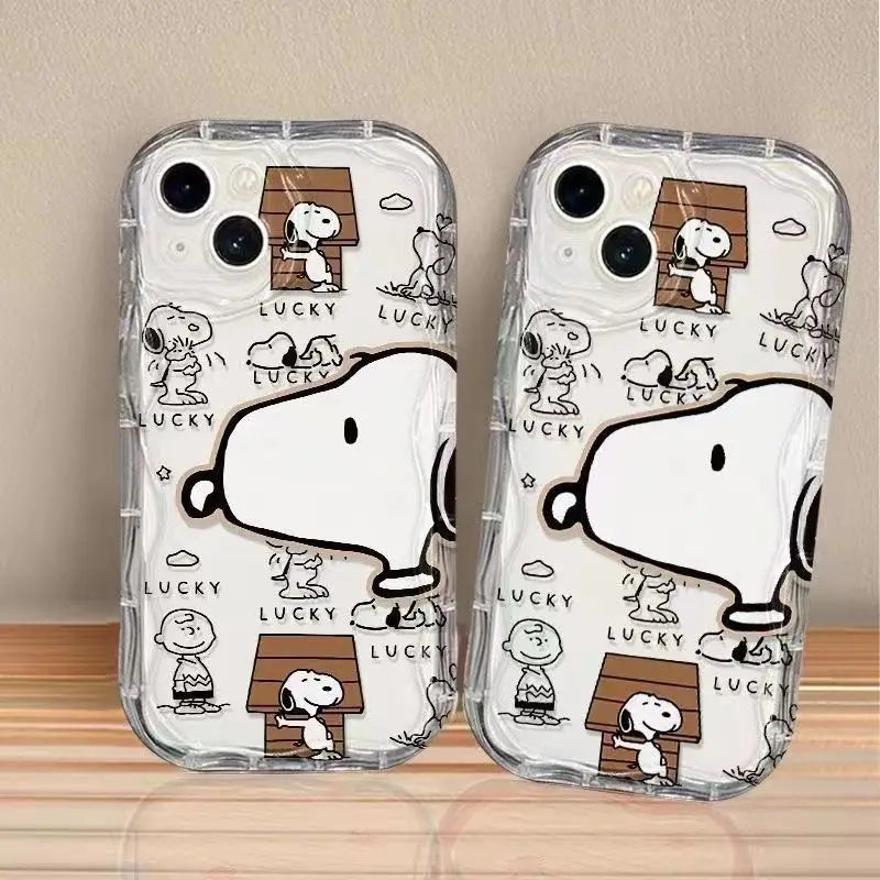 For OPPO Reno 11F 4Z 5Z 6Z 7Z 8Z 5 6 7 8 10 11 Pro 5G Find X3 Lite Lucky Snoopy Phone Case Transparent Cover Casever