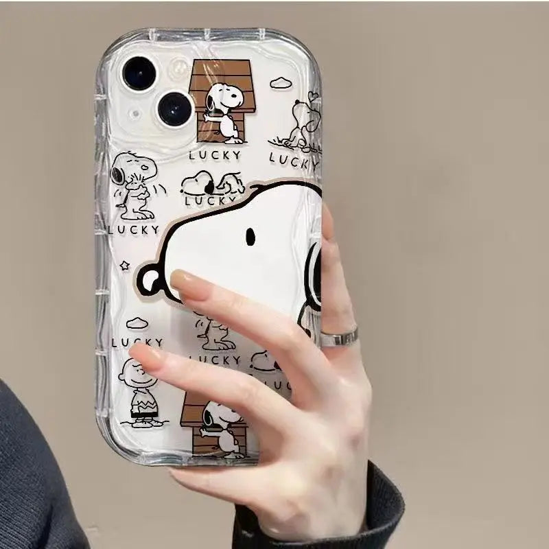 For OPPO Reno 11F 4Z 5Z 6Z 7Z 8Z 5 6 7 8 10 11 Pro 5G Find X3 Lite Lucky Snoopy Phone Case Transparent Cover Casever