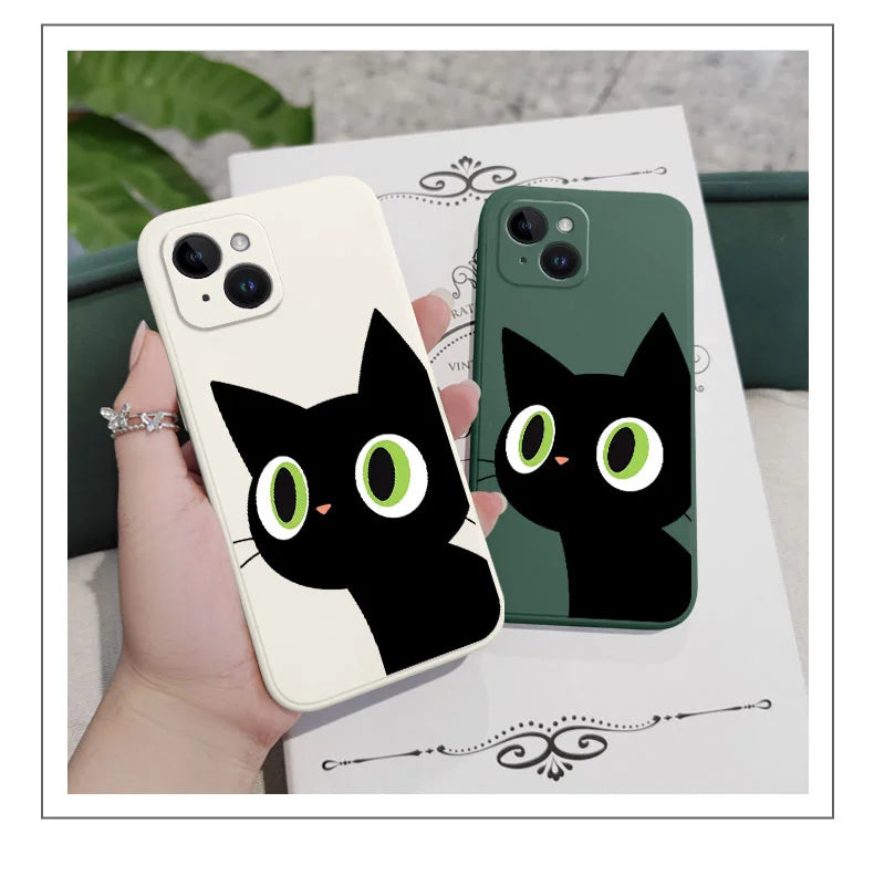 Holy Black Cat Phone Case For iPhone 16 15 14 13 12 11 X XR XS Plus Pro Max Mini Silicone Cover Casever