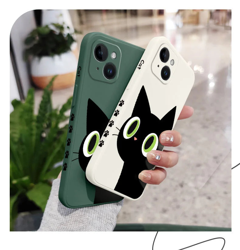 Holy Black Cat Phone Case For iPhone 16 15 14 13 12 11 X XR XS Plus Pro Max Mini Silicone Cover Casever