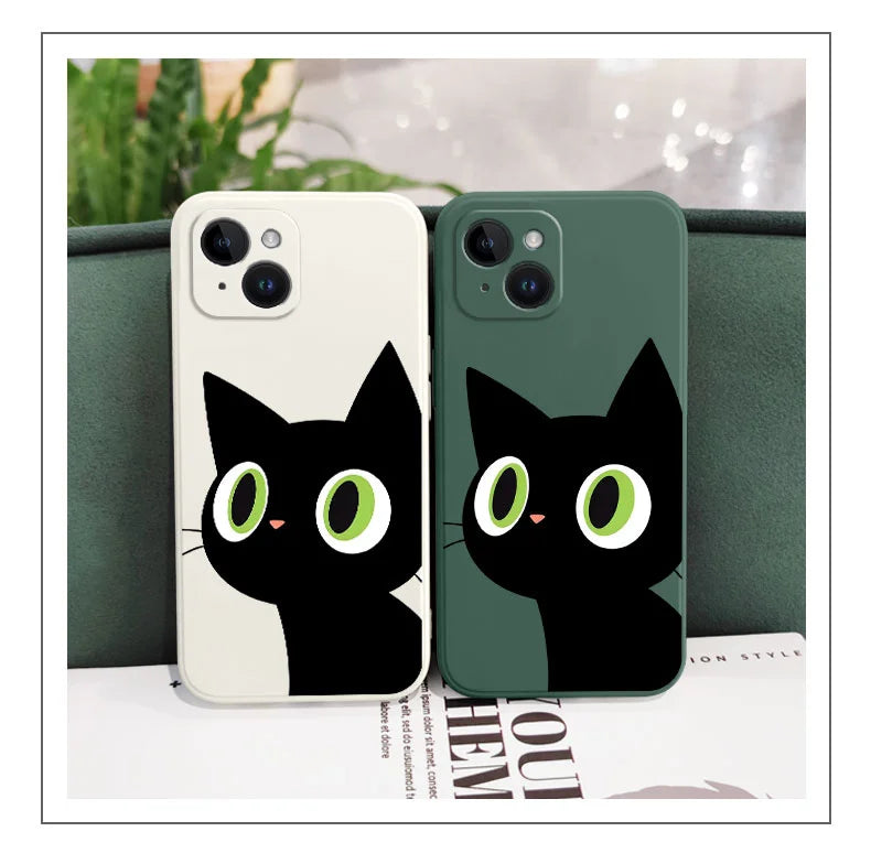 Holy Black Cat Phone Case For iPhone 16 15 14 13 12 11 X XR XS Plus Pro Max Mini Silicone Cover Casever