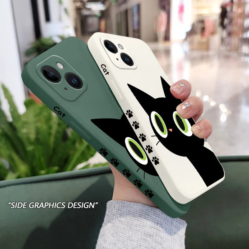 Holy Black Cat Phone Case For iPhone 16 15 14 13 12 11 X XR XS Plus Pro Max Mini Silicone Cover Casever