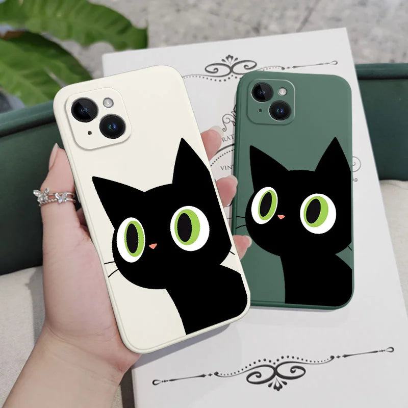 Holy Black Cat Phone Case For iPhone 16 15 14 13 12 11 X XR XS Plus Pro Max Mini Silicone Cover Casever