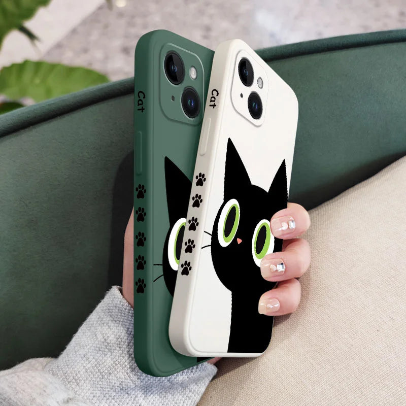 Holy Black Cat Phone Case For iPhone 16 15 14 13 12 11 X XR XS Plus Pro Max Mini Silicone Cover Casever