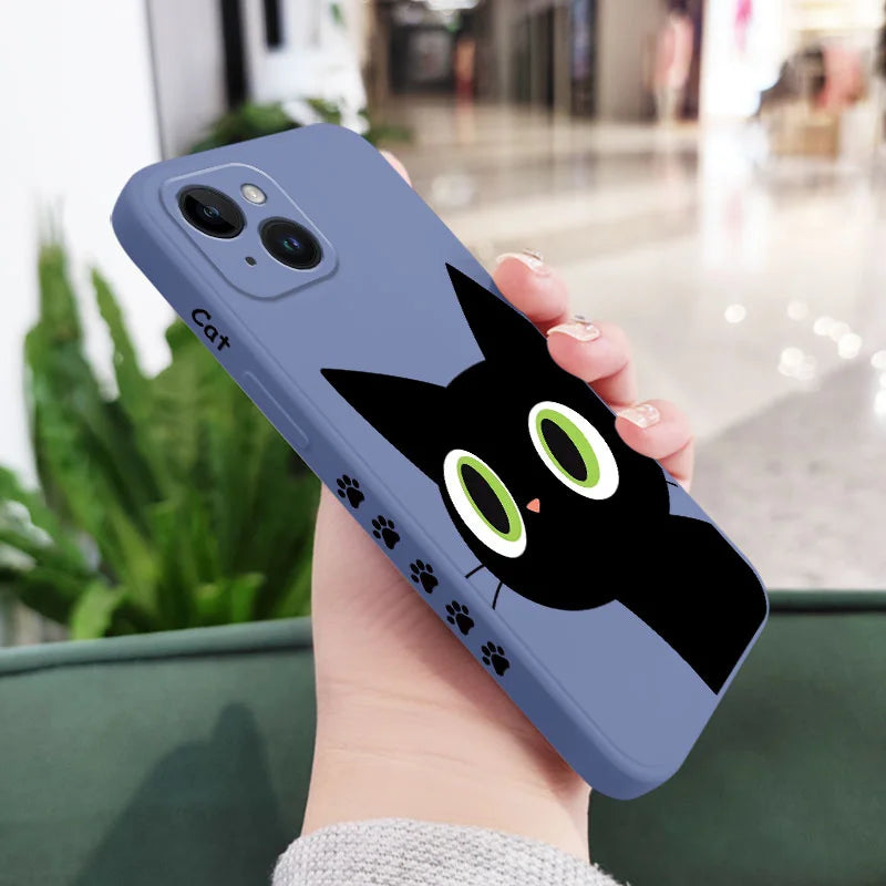 Holy Black Cat Phone Case For iPhone 16 15 14 13 12 11 X XR XS Plus Pro Max Mini Silicone Cover Casever