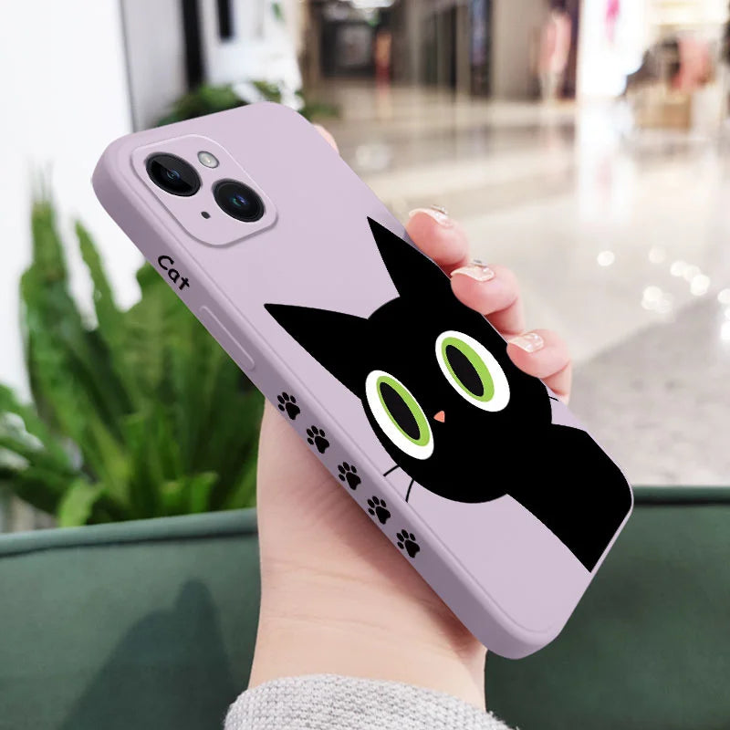 Holy Black Cat Phone Case For iPhone 16 15 14 13 12 11 X XR XS Plus Pro Max Mini Silicone Cover Casever
