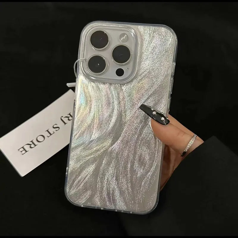 Luxury Aurora Siliver Laser Feather Yarn Phone Case For Huawei Nova 12 11 10 9 8 7 7SE 7SE 9SE 10SE 11SE Y9S Y70 Plus Y71 Cover Casever