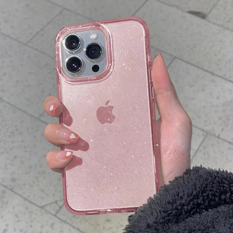 Luxury Bling Glitter Clear Phone Case For iPhone 15 14 13 12 11 Pro Max XR X XS Max Silicone Transparent Soft Bumper Cover Case Casever