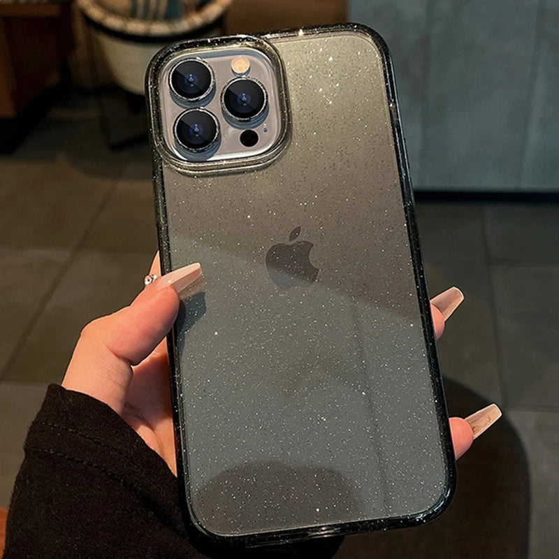 Luxury Bling Glitter Clear Phone Case For iPhone 15 14 13 12 11 Pro Max XR X XS Max Silicone Transparent Soft Bumper Cover Case Casever