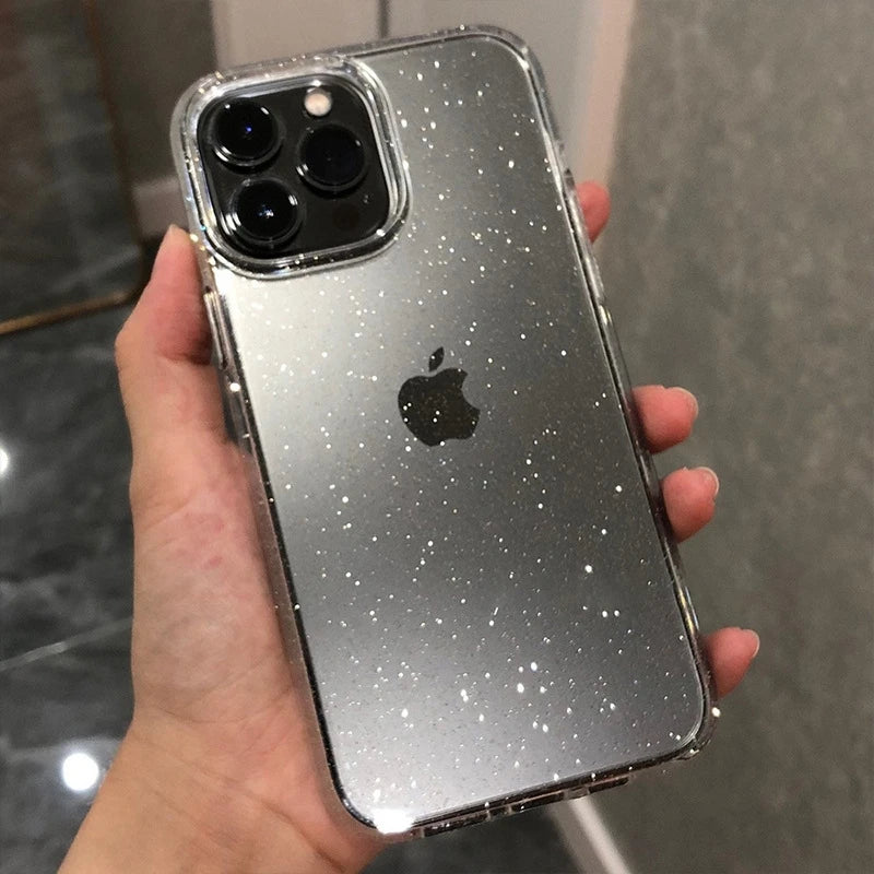 Luxury Bling Glitter Clear Phone Case For iPhone 15 14 13 12 11 Pro Max XR X XS Max Silicone Transparent Soft Bumper Cover Case Casever