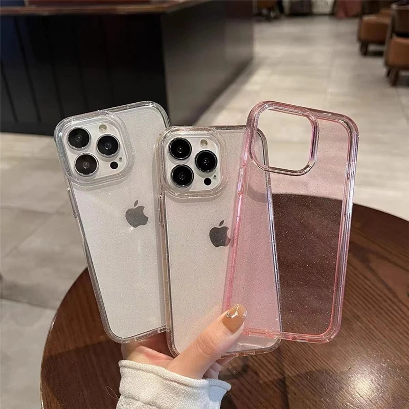 Luxury Bling Glitter Clear Phone Case For iPhone 15 14 13 12 11 Pro Max XR X XS Max Silicone Transparent Soft Bumper Cover Case Casever