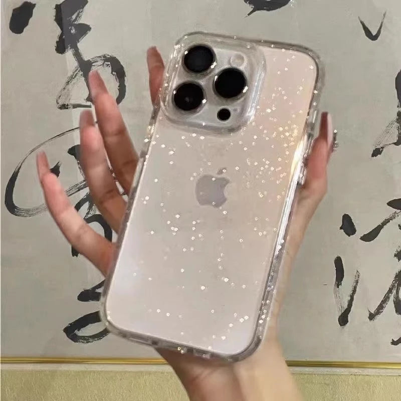 Luxury Bling Glitter Clear Phone Case For iPhone 15 14 13 12 11 Pro Max XR X XS Max Silicone Transparent Soft Bumper Cover Case Casever