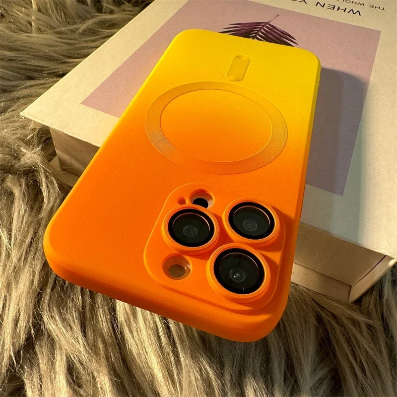 Luxury Silicone Gradient Case For iPhone 16 Pro Max 13 12 Mini For iPhone 15 14 11 Pro Max Plus For Magsafe Magnetic Phone Cover Casever