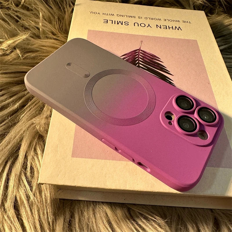 Luxury Silicone Gradient Case For iPhone 16 Pro Max 13 12 Mini For iPhone 15 14 11 Pro Max Plus For Magsafe Magnetic Phone Cover Casever