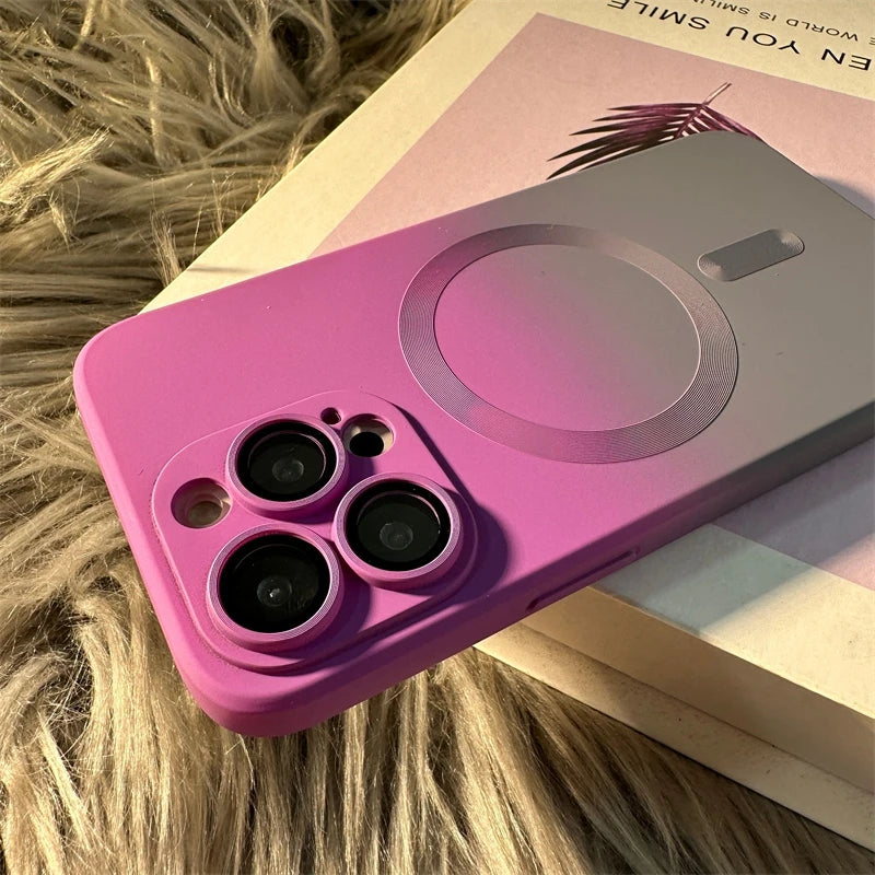 Luxury Silicone Gradient Case For iPhone 16 Pro Max 13 12 Mini For iPhone 15 14 11 Pro Max Plus For Magsafe Magnetic Phone Cover Casever