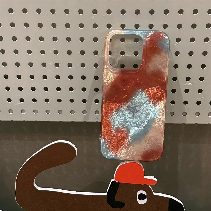 New fashion blue-orange smudged anti-scratch phone case for IPhone16 16pro 16promax 15 15pro 15promax 14 14pro 13 13pro 12 12pro Casever