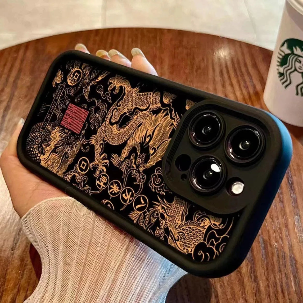 Niche National Tide Golden Auspicious Dragon Phone Case For iPhone 15 14 13 12 11 X XR XS SE2 SE 8 7 Plus Pro Max Mini Si Casever