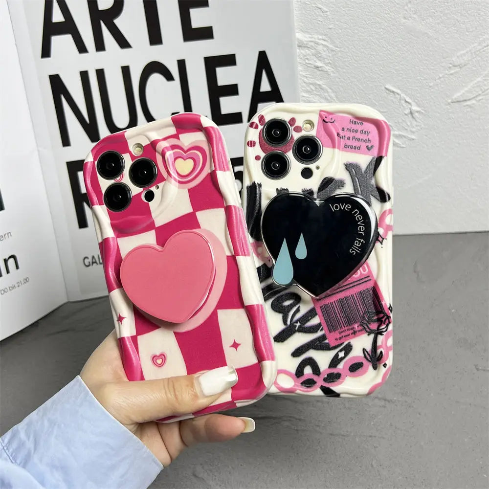 Pink grid heart Phone Case For Xiaomi Mi 14 13T 12T 11 Lite 5G NE 11i 12 13 10T 10i POCO X3 Pro NFC X4 GT X6 X5 F3 F4 Cover Casever