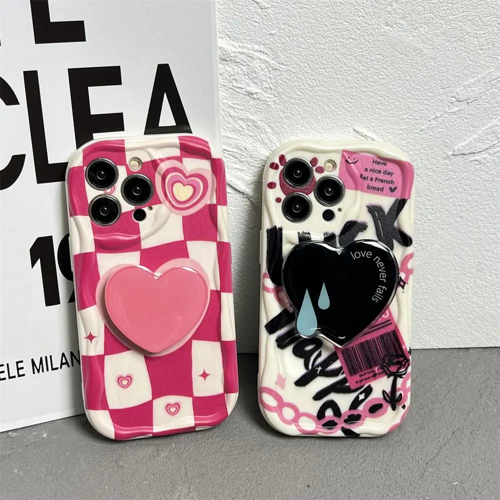 Pink grid heart Phone Case For Xiaomi Mi 14 13T 12T 11 Lite 5G NE 11i 12 13 10T 10i POCO X3 Pro NFC X4 GT X6 X5 F3 F4 Cover Casever
