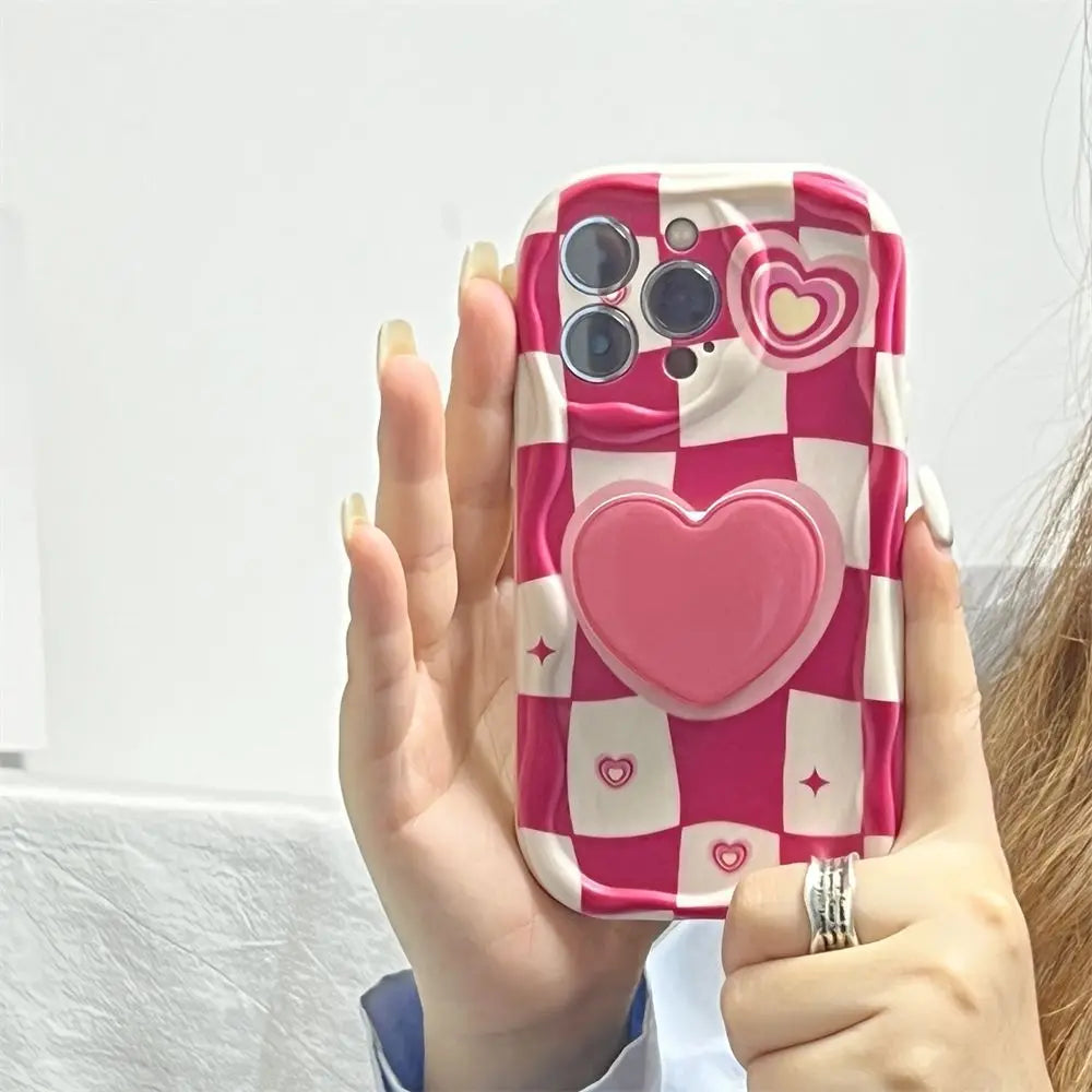 Pink grid heart Phone Case For Xiaomi Mi 14 13T 12T 11 Lite 5G NE 11i 12 13 10T 10i POCO X3 Pro NFC X4 GT X6 X5 F3 F4 Cover Casever
