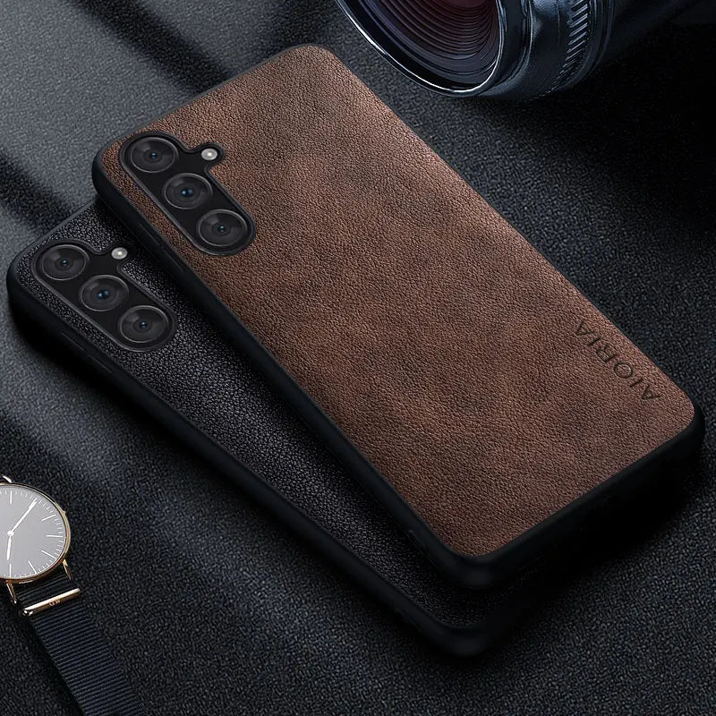 Premium Luxury leather Phone Case for Samsung Galaxy A15 A14 A13 A12 A11 10 5G Retro Business Style Solid color cover funda capa Casever