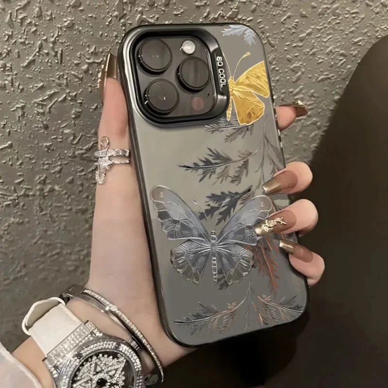 Retro Butterfly Leaves Phone Case for Xiaomi Redmi Note 13 12 Pro Plus 12S 11S 11 10S 10 Redmi 13 13C 4G Shockproof Laser Cover Casever