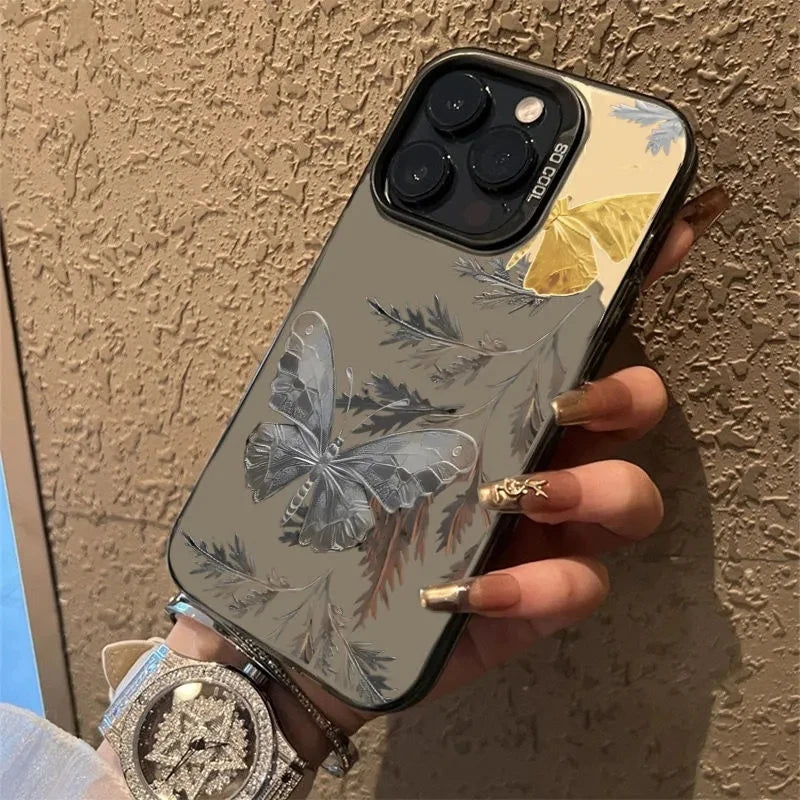 Retro Butterfly Leaves Phone Case for Xiaomi Redmi Note 13 12 Pro Plus 12S 11S 11 10S 10 Redmi 13 13C 4G Shockproof Laser Cover Casever